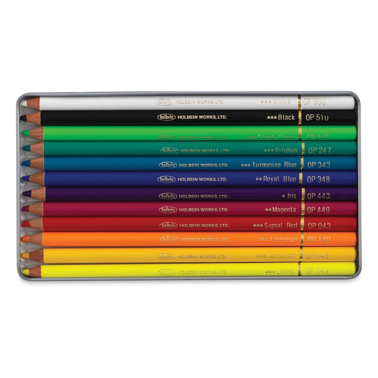 Holbein Artists' Colored Pencils - Set of 12, Tin Box, Design Tones